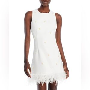 Likely Aries White Feather Cocktail Dress